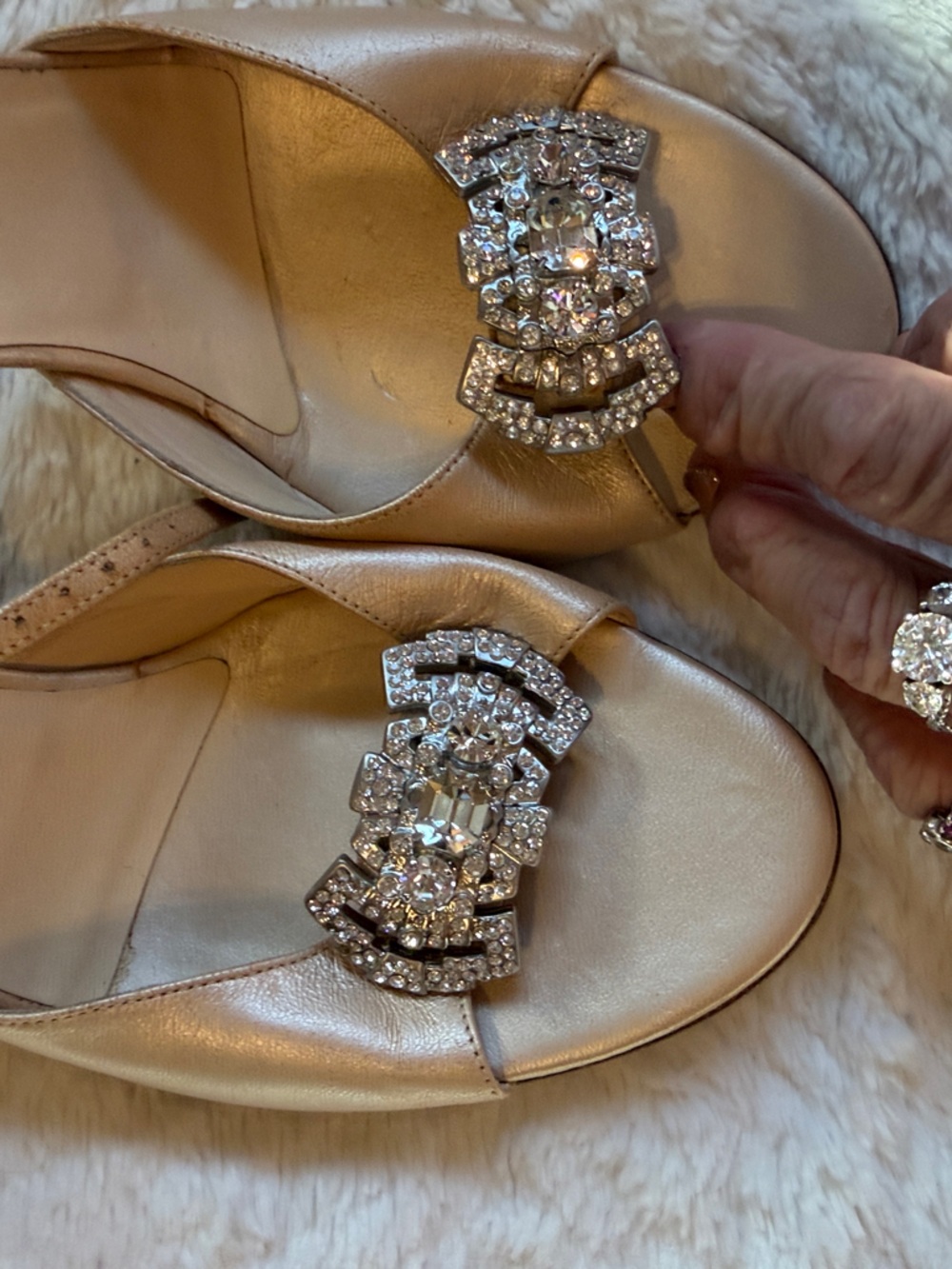 Cole Haan Metallic Gold Sandals with Crystal Accent - Picture 5 of 7